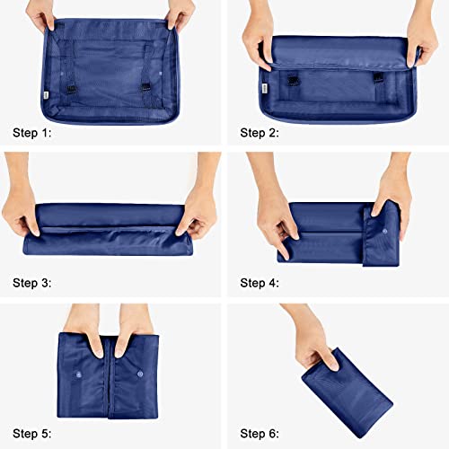 Luggage Organizer, Mossio Set of 9 Compact Foldable Travel Bag for Carry On Suitcase Navy Blue