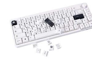 gk gamakay white japanese keycaps 129 keys cherry profile pbt dye-sub white theme minimalist keycap set suitable for lk67 tk75 mk61/87/98/104/108 layout mechanical gaming keyboard (japanese theme)