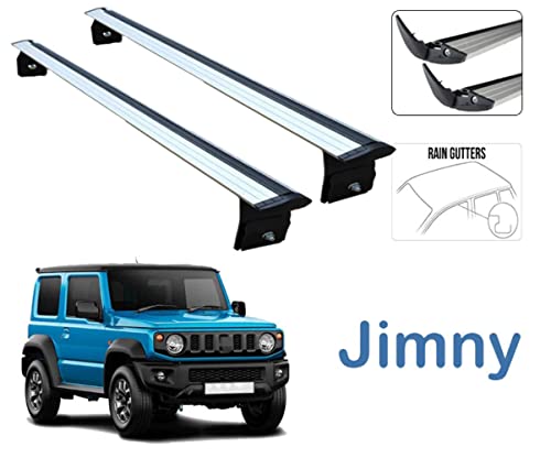 Roof Racks Cross Bars Compatible with Suzuki Jimny 2020, Aluminum Cargo Carrier Crossbars for Rain gutters Silver