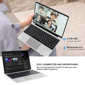 Ruzava/Aocwei Laptop Windows 10 14" 6GB DDR4 64GB Storage Intel N4020 (Up to 2.8Ghz)2-Core 1920x1080 FHD Dual WIFI BT 4.2 Mini HDMI Support 512GB TF 1TB SSD Expand for Work Study Entertainment-Silver