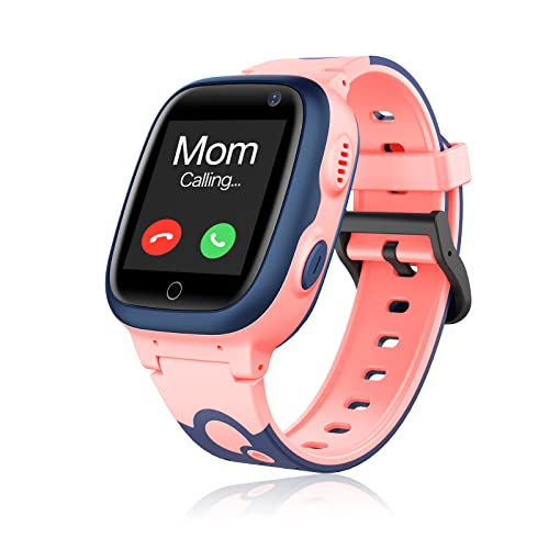 Kids Smart Watch LBS Tracker - Boys Girls Smartwatch Phone for 3-12 Year Old with SOS Camera Alarm Clock Call Camera Weather Stopwatch Voice Chat 1.44'' Touch Screen Electronic Toy Birthday (Pink)