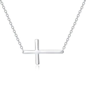 lane woods christmas gifts 18k real white gold(3-5mls) plated 925 sterling silver sideways cross necklace for women