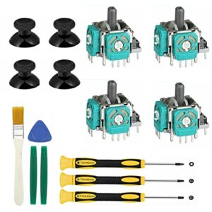 replacement thumbsticks for xbox one s/x controller, 4pcs 3d joystick parts analog caps with repair tools kit, t6 t8 t10 screwdriver compatible with xbox one s/x controller
