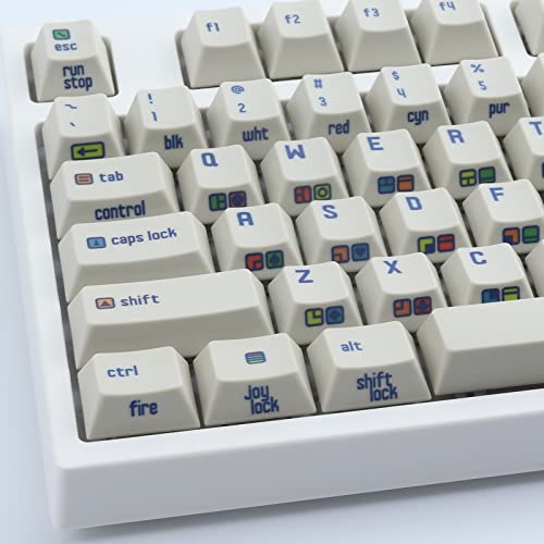 Hyekit PBT Keycaps 143 Keys Commodore 64 Themed Keycaps Dye-Sublimation Custom Keycaps Cherry Profile for Cherry Gateron MX Switches Mechanical Keyboard US and UK Layouts, 6.25u and 7u Spacebar