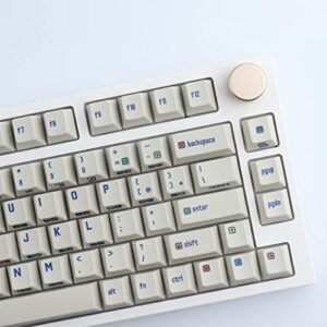 Hyekit PBT Keycaps 143 Keys Commodore 64 Themed Keycaps Dye-Sublimation Custom Keycaps Cherry Profile for Cherry Gateron MX Switches Mechanical Keyboard US and UK Layouts, 6.25u and 7u Spacebar