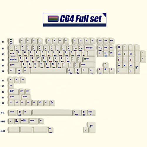 Hyekit PBT Keycaps 143 Keys Commodore 64 Themed Keycaps Dye-Sublimation Custom Keycaps Cherry Profile for Cherry Gateron MX Switches Mechanical Keyboard US and UK Layouts, 6.25u and 7u Spacebar