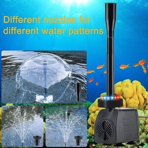 Fountain Pump with Light 256PGH Container Fountain Kit Submersible Outdoor Fountain Nozzle Spray for Garden Pond Indoor and Landscape by ChaUYI