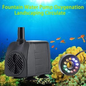 Fountain Pump with Light 256PGH Container Fountain Kit Submersible Outdoor Fountain Nozzle Spray for Garden Pond Indoor and Landscape by ChaUYI