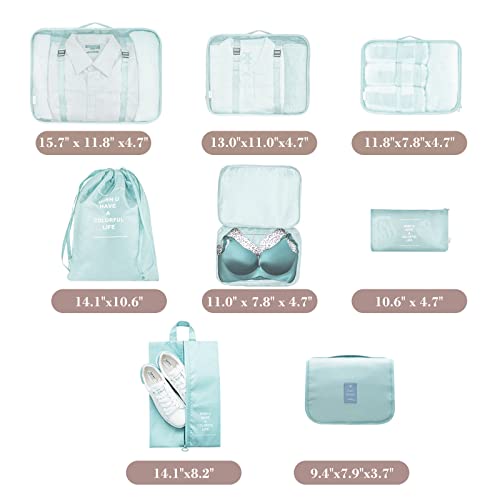 Packing Cubes for Travel, AVITORO 8 Pcs Travel Packing Cubes for Suitcases Lightweight Travel Essential Bag with Toiletries Bag for Clothes Shoes Cosmetics Toiletries, For 18-32'' luggage (Grey Blue)