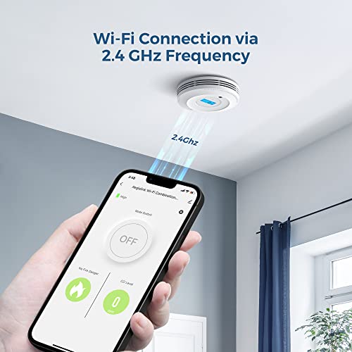 AEGISLINK Wi-Fi Combination Smoke and Carbon Monoxide Detector with LCD Display & Replaceable Battery, Compatible with TuyaSmart & Smart Life App, SC-WF240