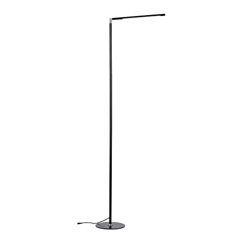 DELIZIO Floor Lamp LED Modern Standing Reading Light Metal Base 3 Color & Stepless Brightness Dimmer for Living Room Corner Lamp Piano Chair Couch Office Task Light(Black)