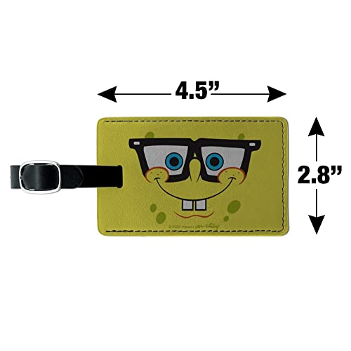 Spongebob Nerd Face Rectangle Leather Luggage Card Suitcase Carry-On ID Tag