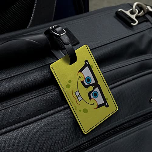 Spongebob Nerd Face Rectangle Leather Luggage Card Suitcase Carry-On ID Tag