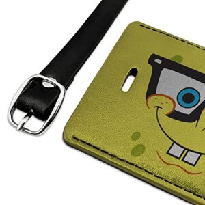 Spongebob Nerd Face Rectangle Leather Luggage Card Suitcase Carry-On ID Tag