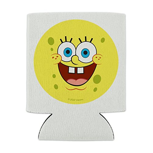 SpongeBob Goofy Smile Face Can Cooler - Drink Sleeve Hugger Collapsible Insulator - Beverage Insulated Holder