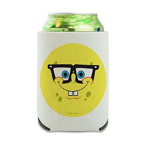 SpongeBob Nerd Face Can Cooler - Drink Sleeve Hugger Collapsible Insulator - Beverage Insulated Holder