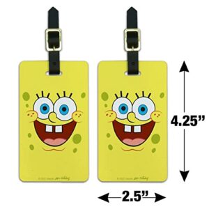 Spongebob Goofy Smile Face Luggage ID Tags Suitcase Carry-On Cards - Set of 2