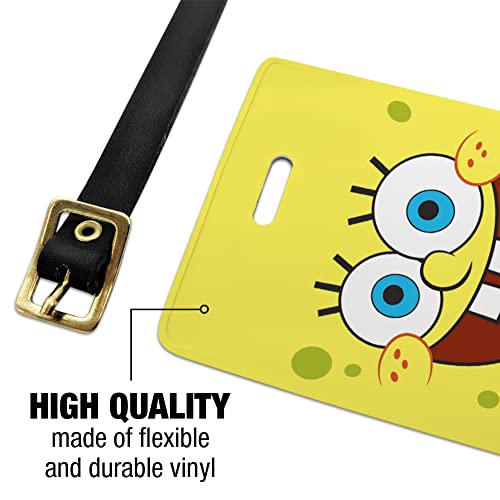Spongebob Goofy Smile Face Luggage ID Tags Suitcase Carry-On Cards - Set of 2