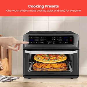 Chefman Toast-Air Touch Air Fryer Toaster Oven Combo, 4-In-1 Black Convection Oven Countertop, Cook a 10-In Pizza, 4 Slices of Toast, Air Fry, Bake, Air Broil, Dehydrate, 21 Qt