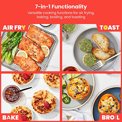 Chefman Toast-Air Touch Air Fryer Toaster Oven Combo, 4-In-1 Black Convection Oven Countertop, Cook a 10-In Pizza, 4 Slices of Toast, Air Fry, Bake, Air Broil, Dehydrate, 21 Qt