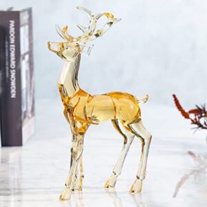 darmomoon acrylic reindeer deer figurine glass collection ornament statue animal collectible standing christmas decor home decor 7.2" l (amber)