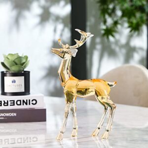 DARMOMOON Acrylic Reindeer Deer Figurine Glass Collection Ornament Statue Animal Collectible Standing Christmas Decor Home Decor 7.2" L (Amber)