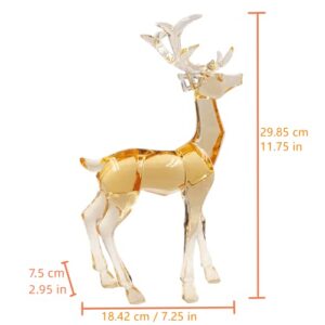 DARMOMOON Acrylic Reindeer Deer Figurine Glass Collection Ornament Statue Animal Collectible Standing Christmas Decor Home Decor 7.2" L (Amber)