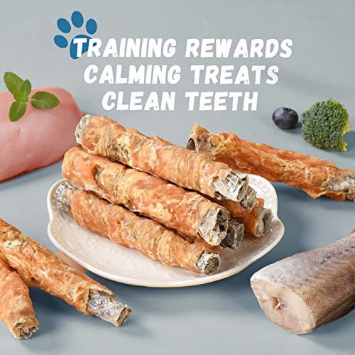 Pawmate Chicken Wrapped Cod Fish Skin Stick Dog Treats, Healthy High Protein Omega3 Cod Twist Dog Chews Real Chicken Wrap Teeth Cleaning for Large Medium Small Pets 10.5OZ