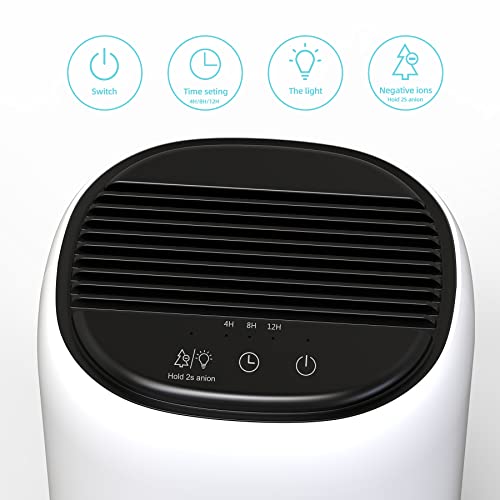 Hoomace Small Dehumidifiers for Bedroom w/Air Purifying Function, 1000ml/35oz for 2500 Cubic Feet (260 sq ft) with 7 Colorful LED Lights - Timer Set - Negative Ions - Below 30dB, Auto Shut-Down