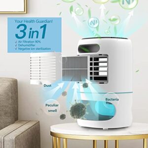 Hoomace Small Dehumidifiers for Bedroom w/Air Purifying Function, 1000ml/35oz for 2500 Cubic Feet (260 sq ft) with 7 Colorful LED Lights - Timer Set - Negative Ions - Below 30dB, Auto Shut-Down