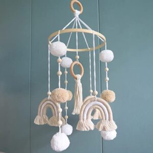 neutral boho rainbow baby mobile for crib mobile nursery décor