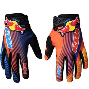 excerey bull non-slip mtb motorcycle biking cycling gloves full finger off-road racing gloves for men women & mountaineering (blue, l)