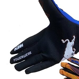 EXCEREY Bull Non-Slip MTB Motorcycle Biking Cycling Gloves Full Finger Off-Road Racing Gloves for Men Women & Mountaineering (Blue, L)