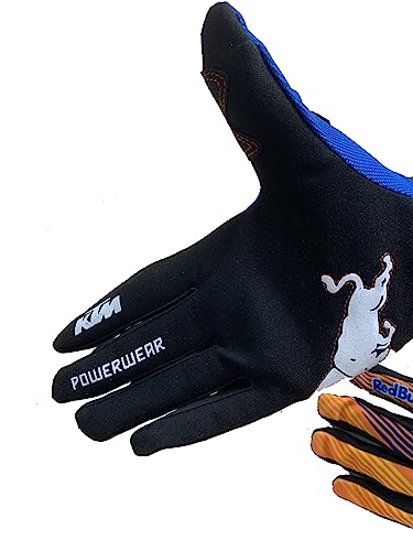 EXCEREY Bull Non-Slip MTB Motorcycle Biking Cycling Gloves Full Finger Off-Road Racing Gloves for Men Women & Mountaineering (Blue, L)