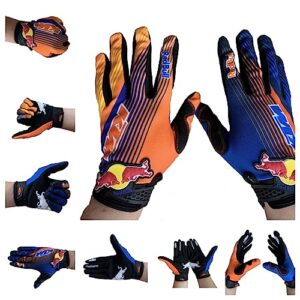 EXCEREY Bull Non-Slip MTB Motorcycle Biking Cycling Gloves Full Finger Off-Road Racing Gloves for Men Women & Mountaineering (Blue, L)