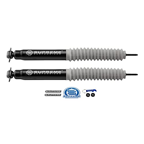 Supreme Suspensions MAX-Performance Nitro Gas-Charged Front Shock Absorbers for Jeep Grand Cherokee ZJ/WJ, Cherokee XJ, Wrangler TJ - OEM Replacement for Lifted Applications - Shock Boots Included