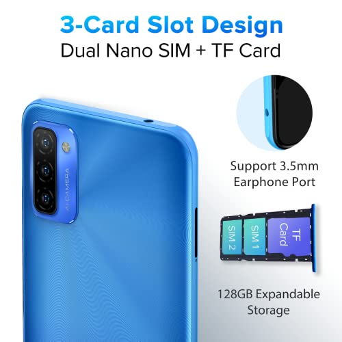 Ulefone Note 12 Unlocked Cell Phones, 4GB+128GB, 6.82 inch Ultra-Large Screen, 7700mAh, Android 11, 13MP Triple Camera, 3-Card Slot, Dual SIM Dual 4G, OTG, Face Unlock, Unlocked Smartphone (Blue)