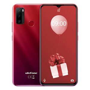 ulefone unlocked smartphones note 10p, dual sim phones unlocked, 3gb + 128gb rom, android 11, 6.52-inch hd+, 5500mah high capacity battery, 13mp + 8mp, fingerprint face detection, gps, t-mobile - red