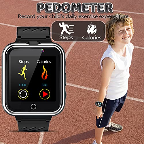 OVV Kids Game Smart Watch Boy Girl Age 3-12 with 24 Games Dual Camera 1.54" HD Screen Video Music Player Pedometer Alarm Clock Torch Calculator Student Digital Wrist Watch Electronic Learning Toys