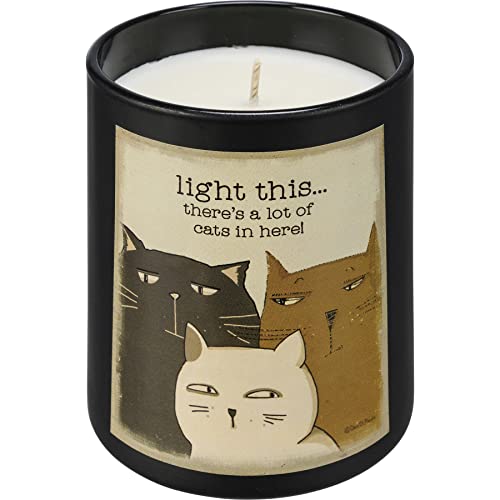 Primitives by Kathy Light This There's A Lot of Cats in Here Matte Black Glass Jar Candle (French Vanilla Scent)