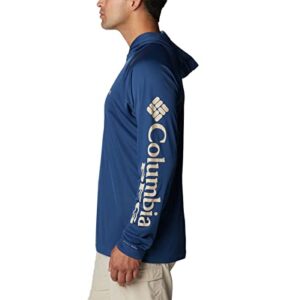 columbia men's terminal tackle hoodie, carbon/ancient fossil logo, large