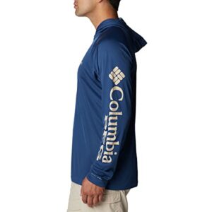 Columbia Men's Terminal Tackle Hoodie, Carbon/Ancient Fossil Logo, Large