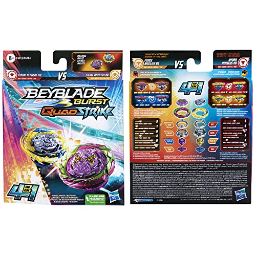 BEYBLADE Burst QuadStrike Fierce Bazilisk B8 and Hydra Kerbeus K8 Spinning Top Dual Pack, 2 Battling Game Top Toy for Kids Ages 8 and Up