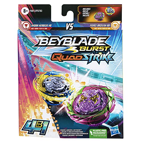 BEYBLADE Burst QuadStrike Fierce Bazilisk B8 and Hydra Kerbeus K8 Spinning Top Dual Pack, 2 Battling Game Top Toy for Kids Ages 8 and Up
