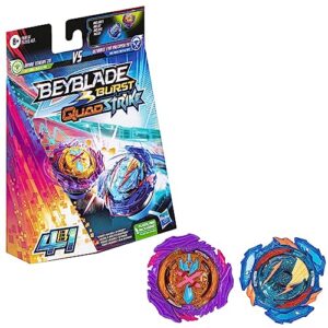beyblade burst quadstrike ultimate evo valtryek v8 and divine xcalius x8 spinning top dual pack, 2 battling game top toy for kids ages 8 and up