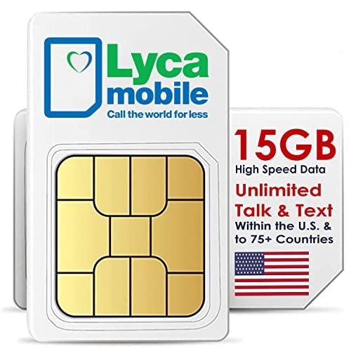 Lyca Mobile $39 30 Day Plan U.S.A. SIM Card with Unlimited Data & International Talk & Text to 75+ Countries 15GB High-Speed 4G LTE/5G Data JZN Market