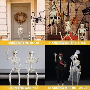 WODMAZ 5 Packs Halloween Skeleton Decorations, 16" Halloween Full Body Mini Skeleton with Movable Posable Joints, Spooky Plastic Skeleton for Yard Garden Lawn Haunted House Graveyard Props Decor