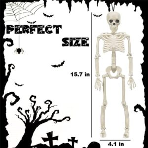 WODMAZ 5 Packs Halloween Skeleton Decorations, 16" Halloween Full Body Mini Skeleton with Movable Posable Joints, Spooky Plastic Skeleton for Yard Garden Lawn Haunted House Graveyard Props Decor