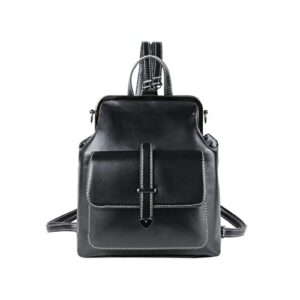 ynport leather fashion backpack purse for women carry on backpack travel casual black shoulder bag
