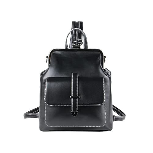 Ynport Leather Fashion Backpack Purse for Women Carry On Backpack Travel Casual Black Shoulder Bag